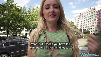 Agent provocateur: Young ash-blonde seeks stranger's phat knob for content creation in public