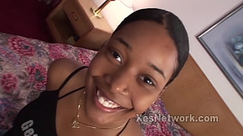 African-American teen with a big posterior in an adult vid