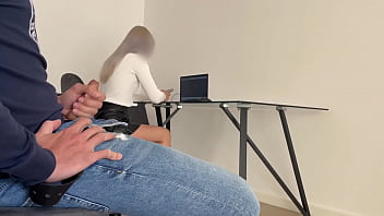 Caught stroking in the office, my manager joins in and gives me a dt