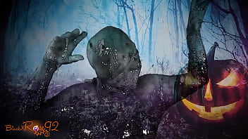 Halloween-themed fetish video featuring a messy, black-haired girl