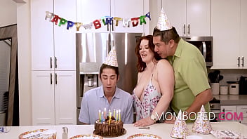 Stepson surprises his stepmom with a birthday treat in front of her husband