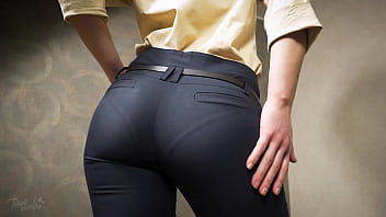 Asian beauty in cock-squeezing office clothing teases with demonstrable tights