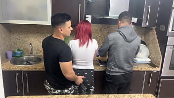 My husband's friend's unwanted advances while I'm cooking with my hubby who lingers oblivious to his friend's behavior