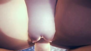 Fischl from Genshin Impact in missionary stance with internal jizz explosion