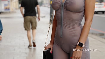 Wife's public display of bareness in transparent jumpsuit