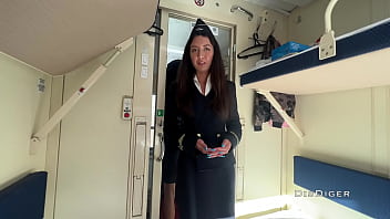 Youthful chick tempts conductor on teach and has fucky-fucky during break