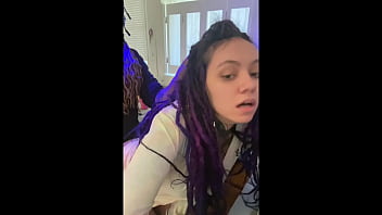 A dude wearing a mask fucks a Latina with dreadlocks in a kitchen in doggy style, while also satisfying foot fetish and homemade wishes